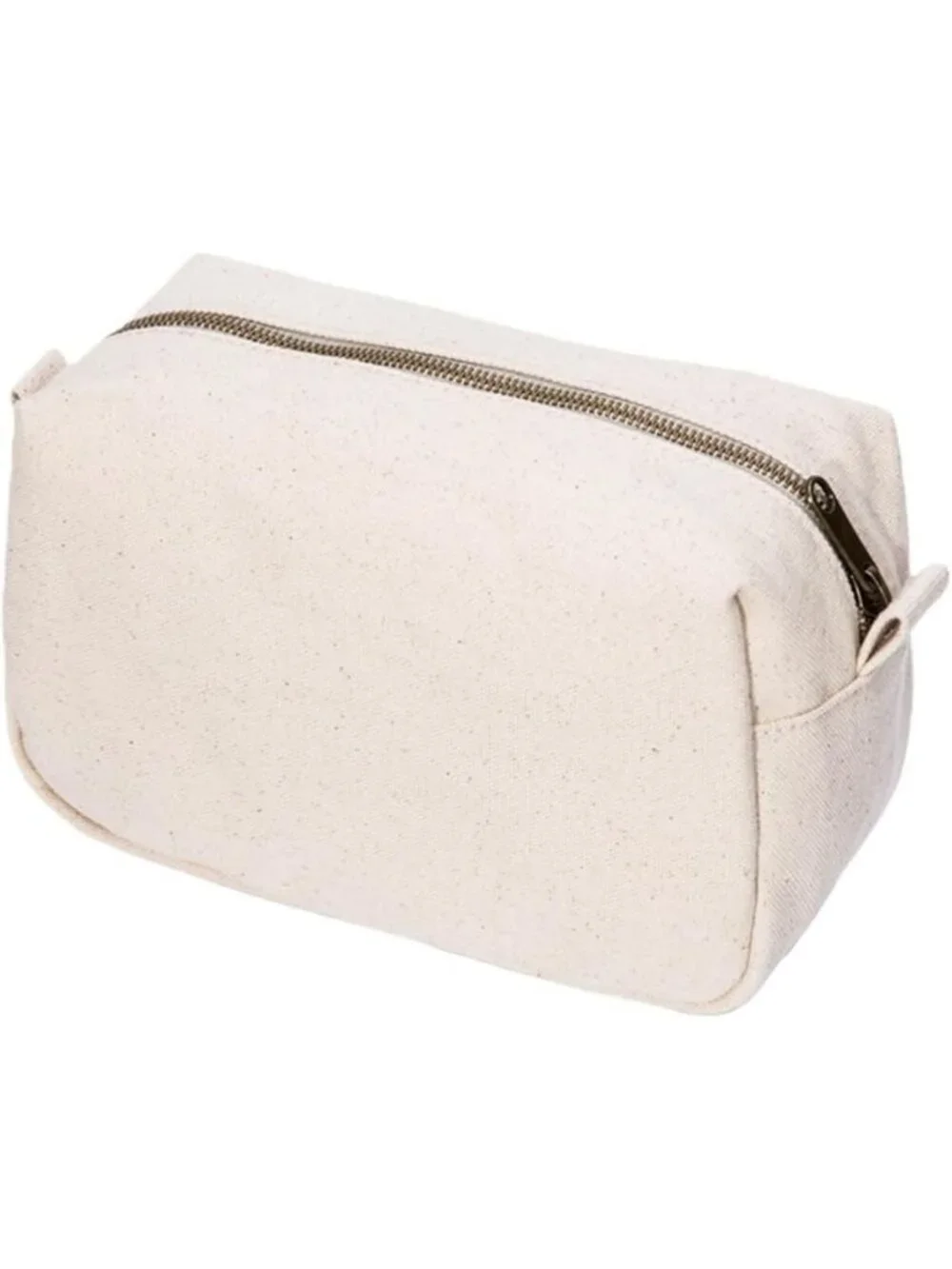 Stylish Travel Makeup Bag with Ring Clasp, Wristlet Organizer - Beige Cosmetic